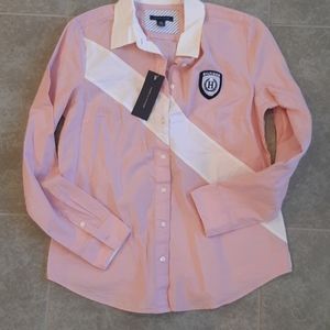 Tommy Hilfiger Pink/white button collared shirt Lg